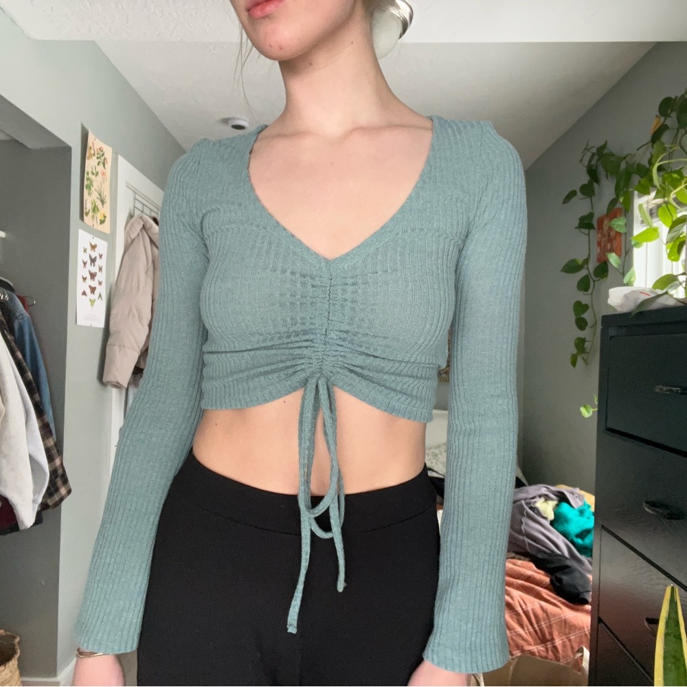 Long sleeve blueish green SHEIN top